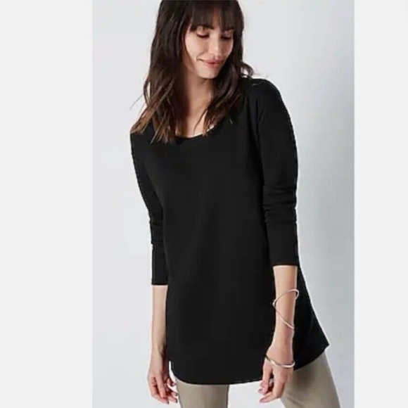 Pure Jill Women Simply Supima Long sleeve Top Tunic Shirt Sz XL Scoop Neck Black - Picture 1 of 9